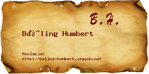 Báling Humbert névjegykártya